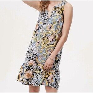 Ann Taylor Loft Multicolor Floral Boho Sleeveless Ruffle Hem Flounce Dress SP